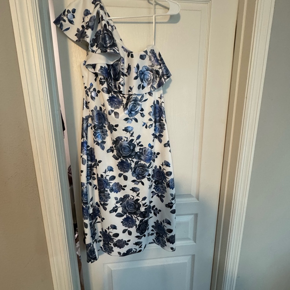 Chic White and Blue Floral Dress